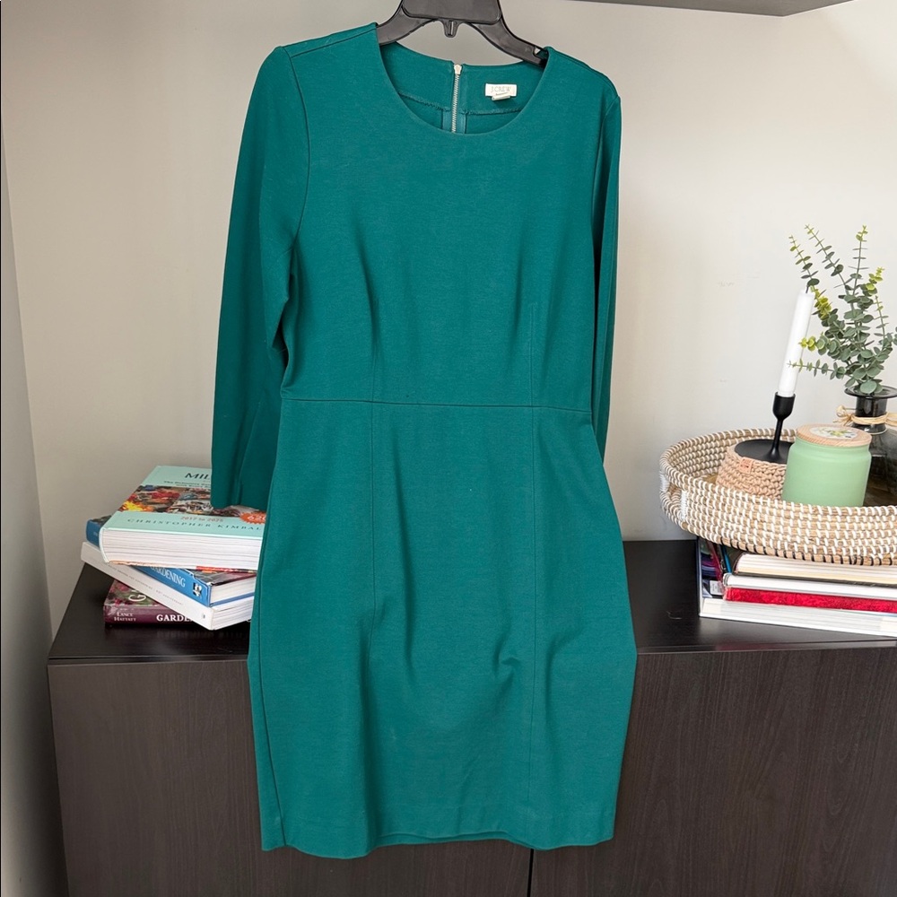J. Crew Teal/Emerald Green Color Long Sleeve Dress in size 10